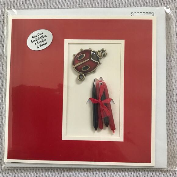 Greeting Cards 4 Set Lady Bug Candle Holders with Tiny Candles - Picture 4 of 9